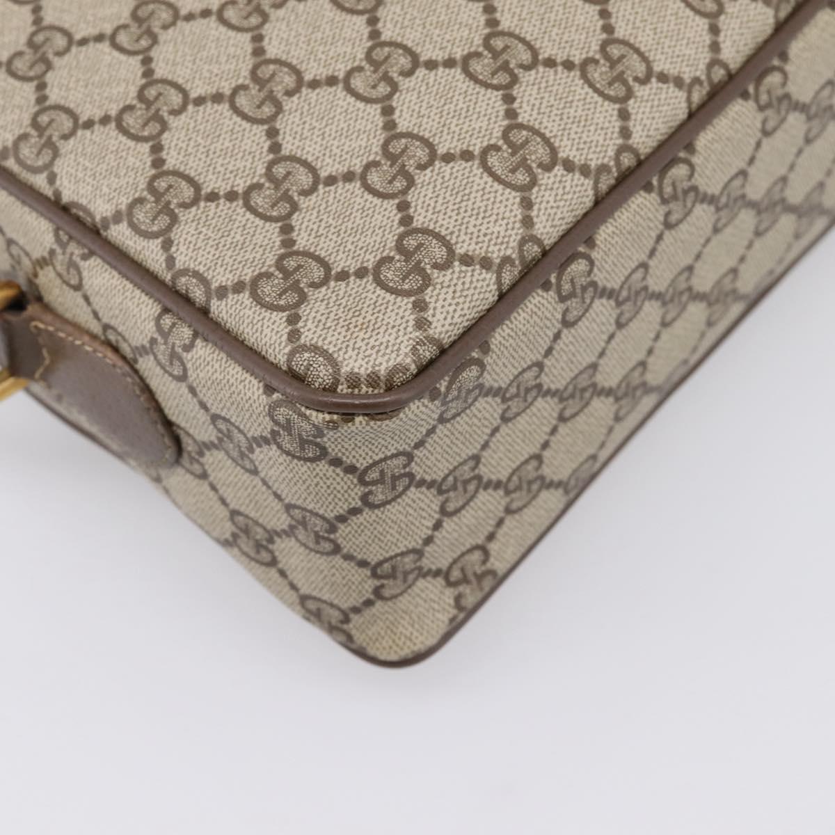 GUCCI GG Supreme Web Sherry Line Bag PVC Beige Gold 93 02 049 Auth 199656