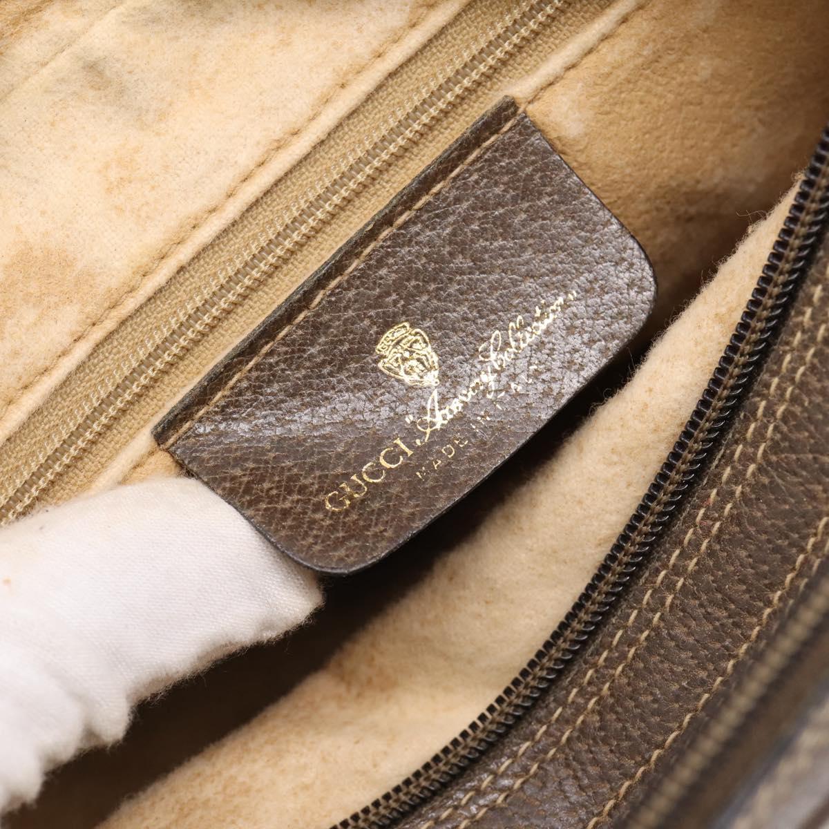 GUCCI GG Supreme Web Sherry Line Bag PVC Beige Gold 93 02 049 Auth 199656