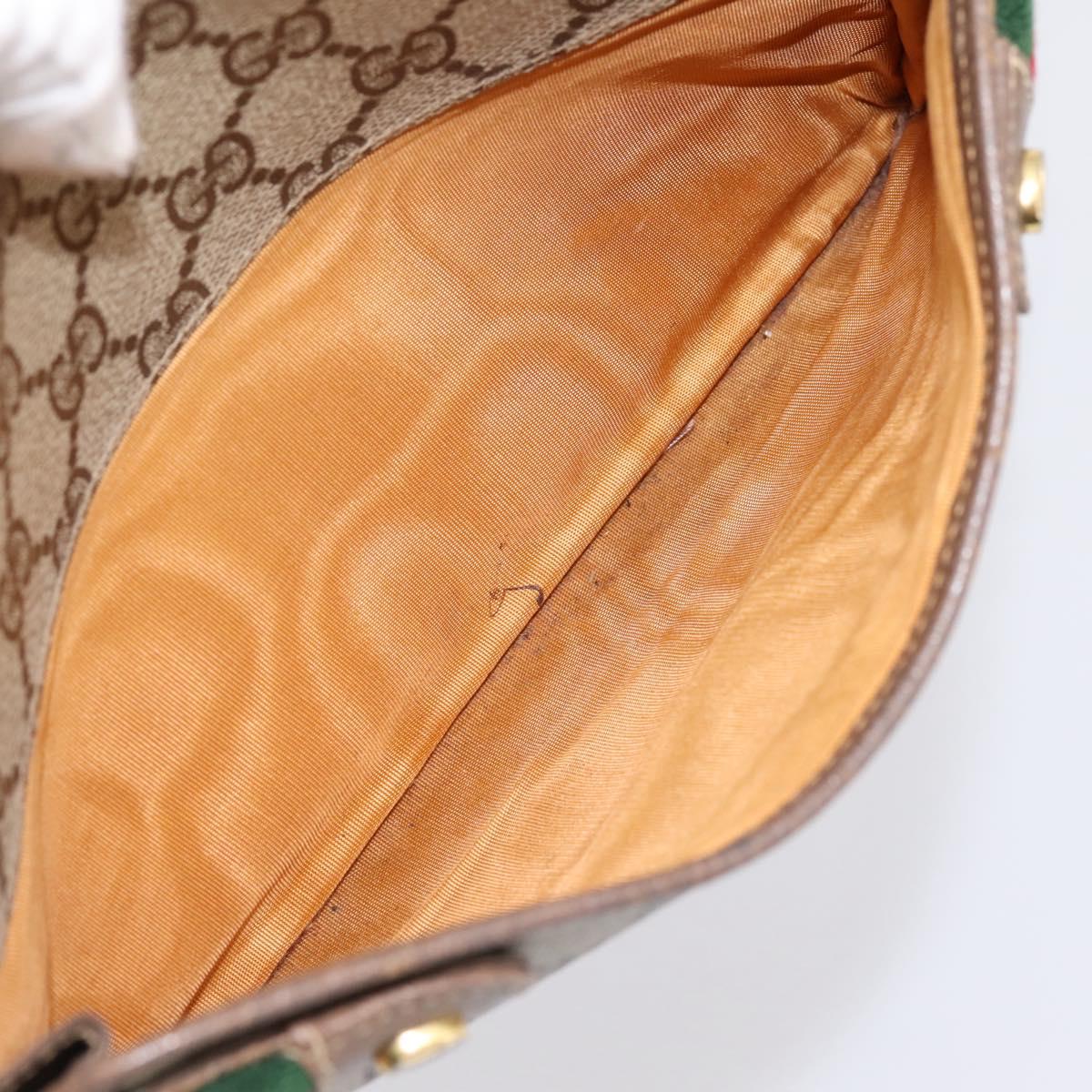 GUCCI GG Supreme Web Sherry Line Bag PVC Beige Gold 93 02 049 Auth 199656