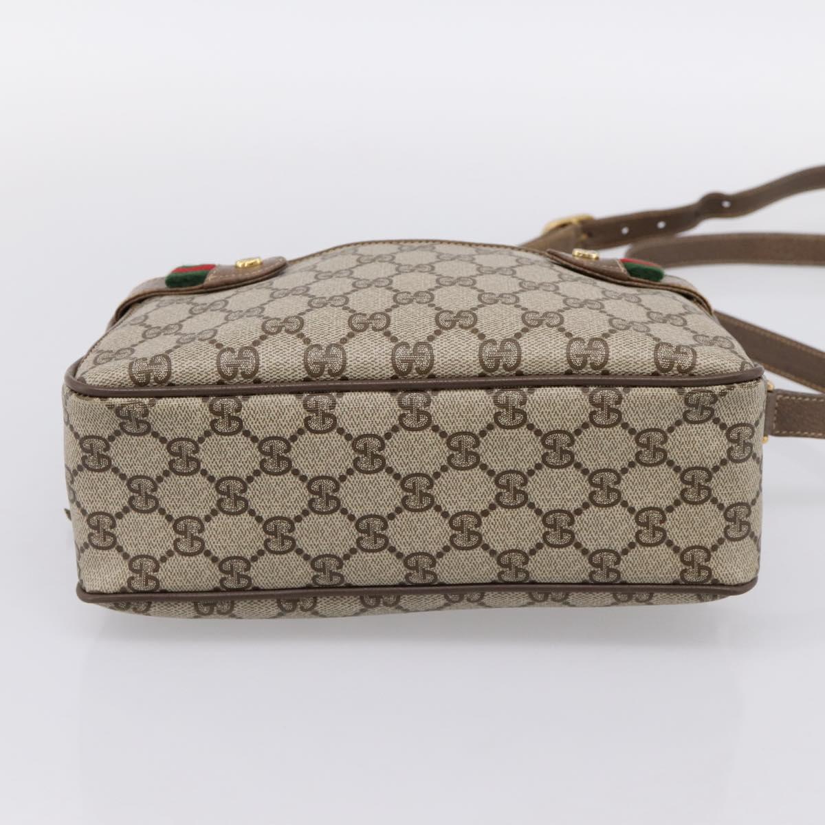 GUCCI GG Supreme Web Sherry Line Bag PVC Beige Gold 93 02 049 Auth 199656