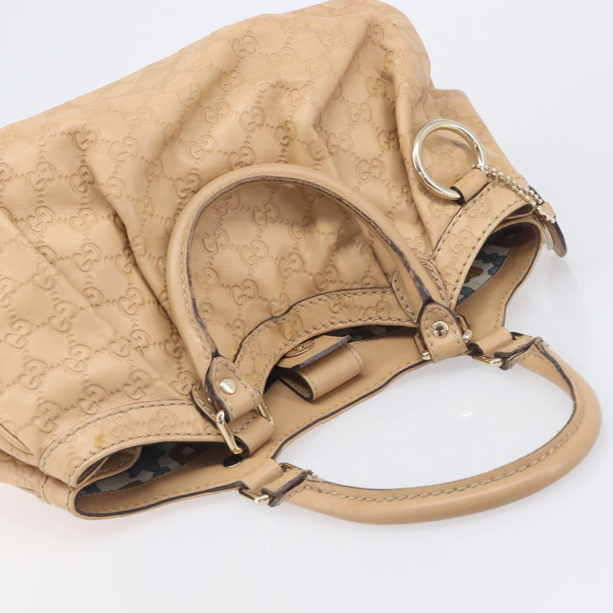 GUCCI GG Canvas Guccissima Tote Bag Leather Beige Gold 211944 Auth 199658V