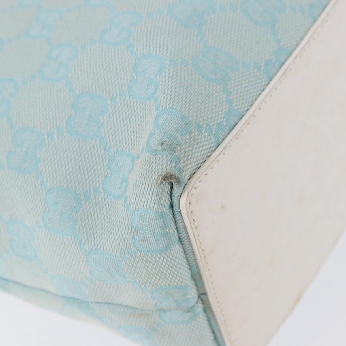 GUCCI GG Canvas Tote Bag Light Blue Gold 002 1099 Auth 199663