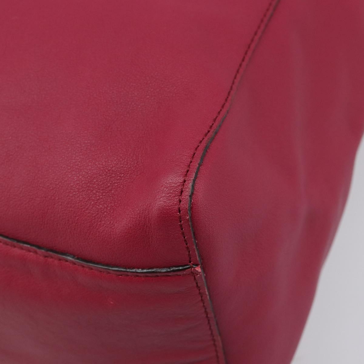 LOEWE Tote Bag Leather Wine Red Silver Auth 199664V