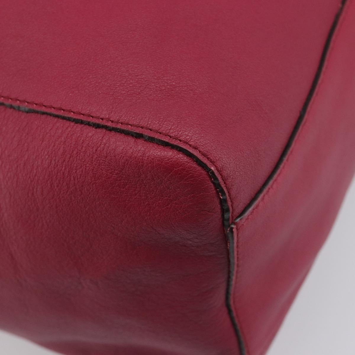 LOEWE Tote Bag Leather Wine Red Silver Auth 199664V