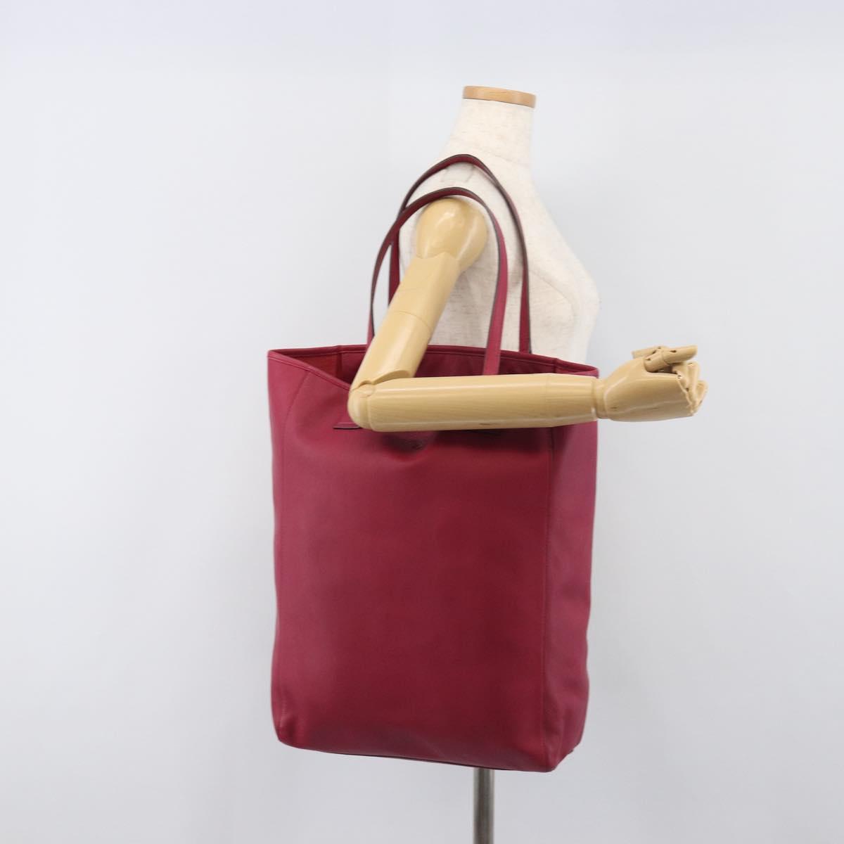 LOEWE Tote Bag Leather Wine Red Silver Auth 199664V