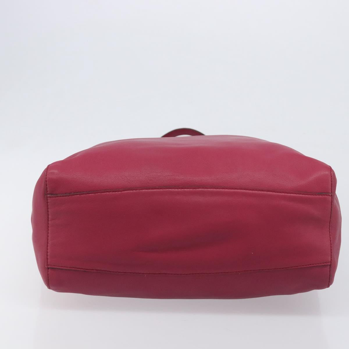 LOEWE Tote Bag Leather Wine Red Silver Auth 199664V
