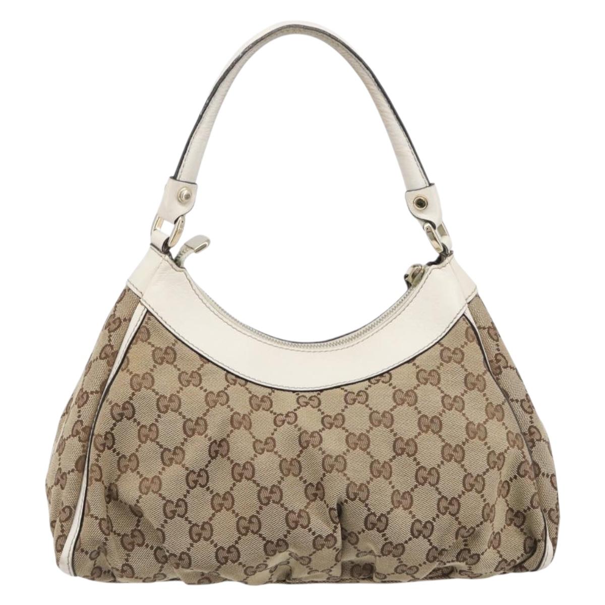 GUCCI GG Canvas Hand Bag Beige Gold 190525 Auth 199666V