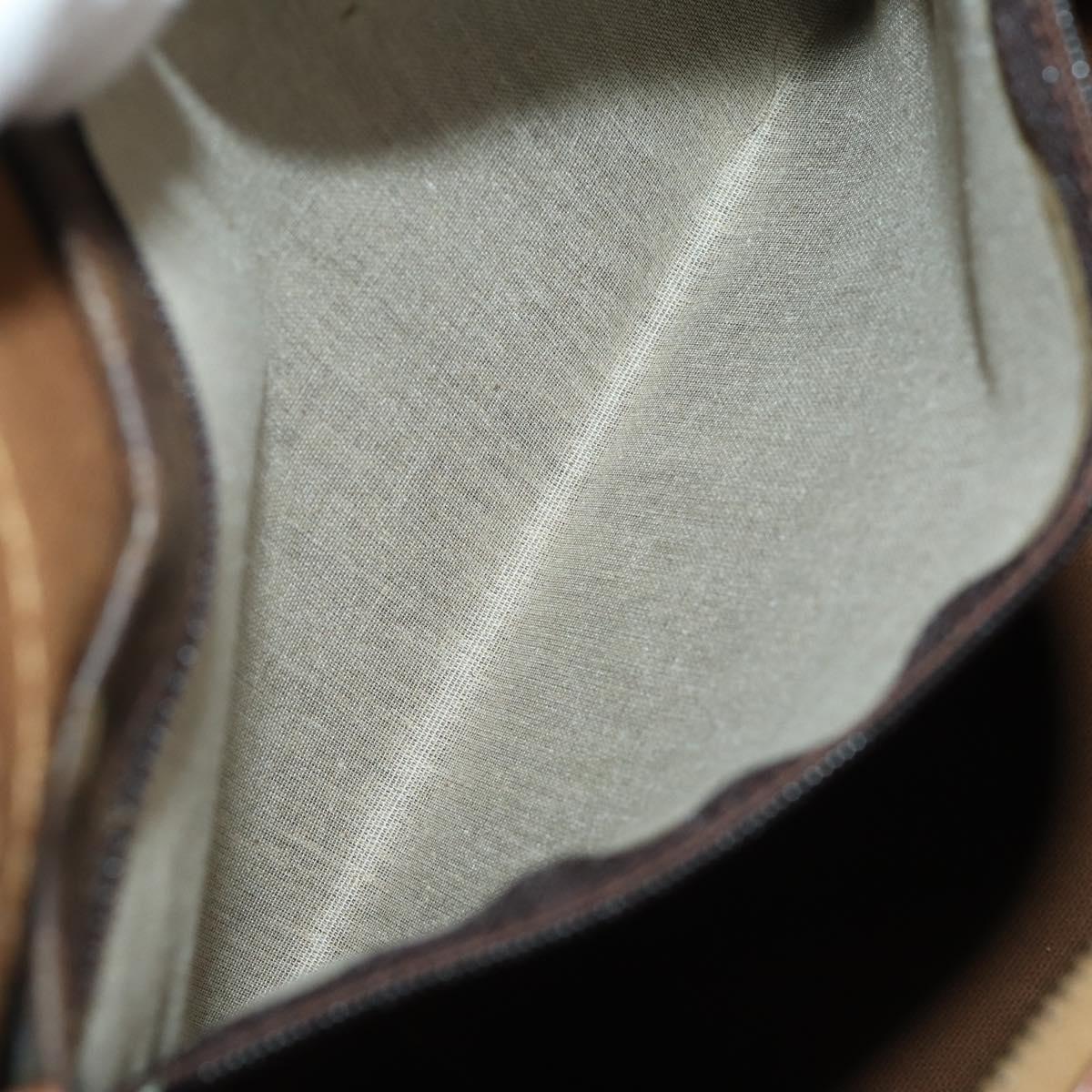 CELINE Macadam Canvas Boston Bag PVC Leather Brown Gold Auth 199669A