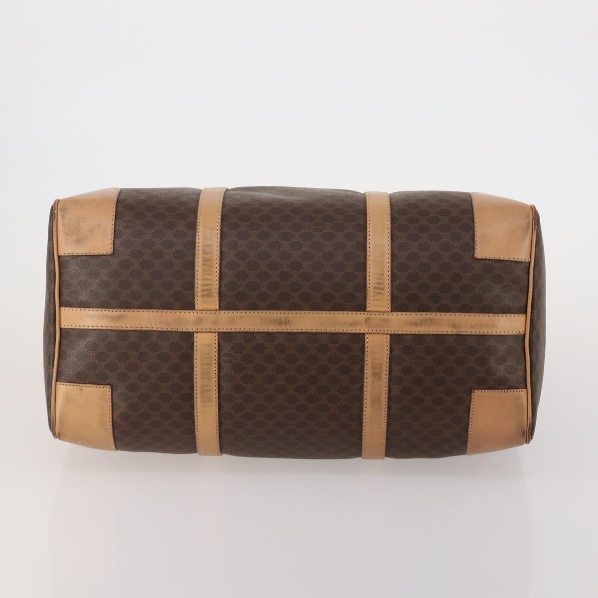 CELINE Macadam Canvas Boston Bag PVC Leather Brown Gold Auth 199669A