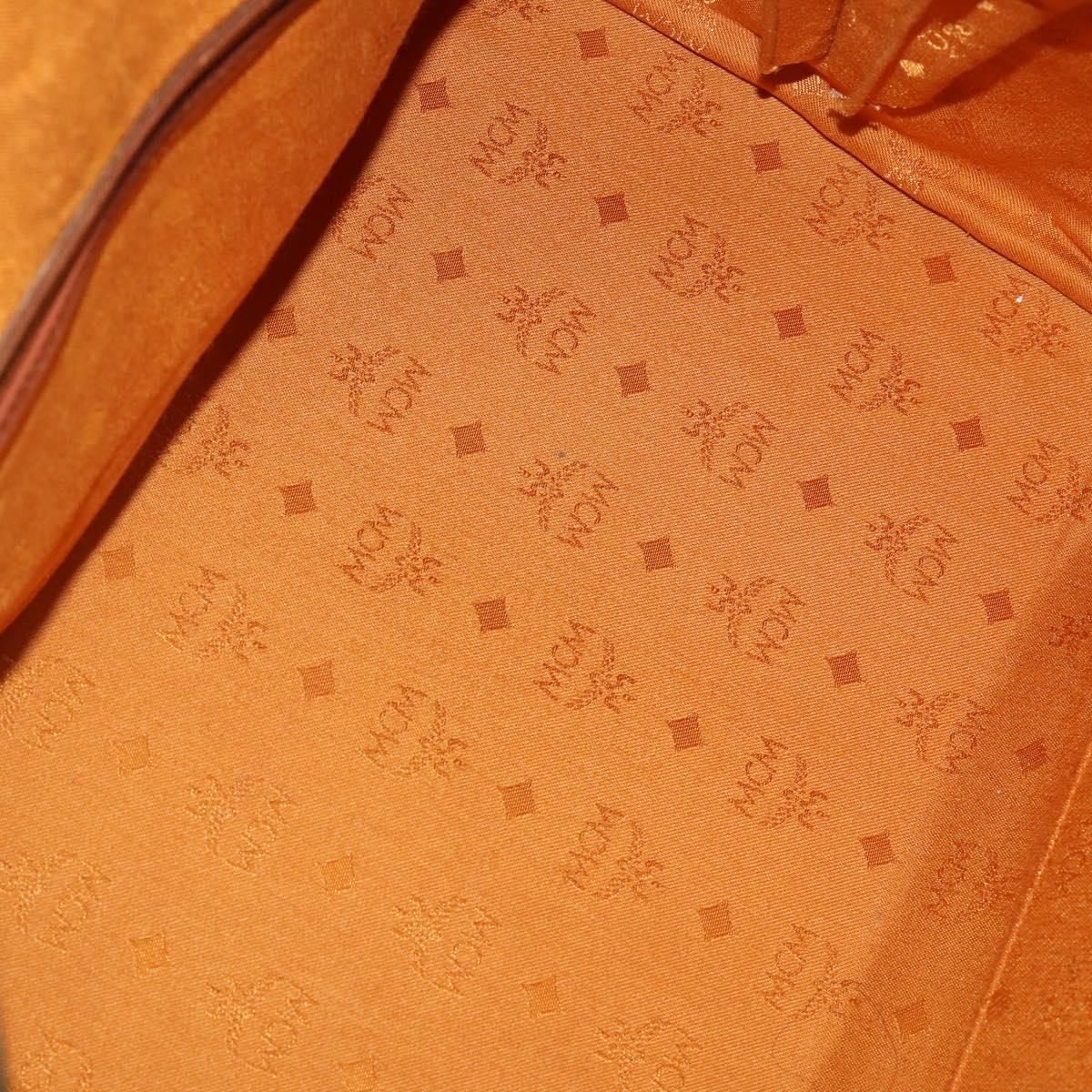 MCM Logogram Vicetos Boston Bag PVC Leather Brown Gold Auth 199670