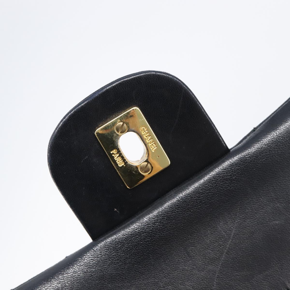 CHANEL Matelasse 23 Chain Shoulder Bag Lamb Skin Black Gold Tone CC Auth 199671V