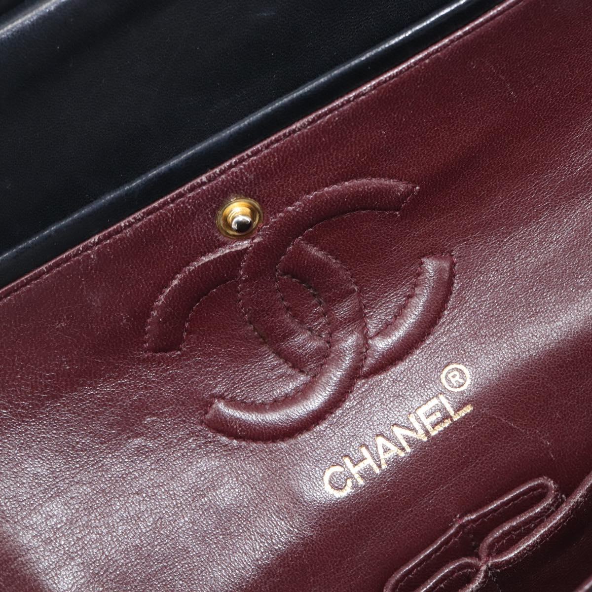 CHANEL Matelasse 23 Chain Shoulder Bag Lamb Skin Black Gold Tone CC Auth 199671V