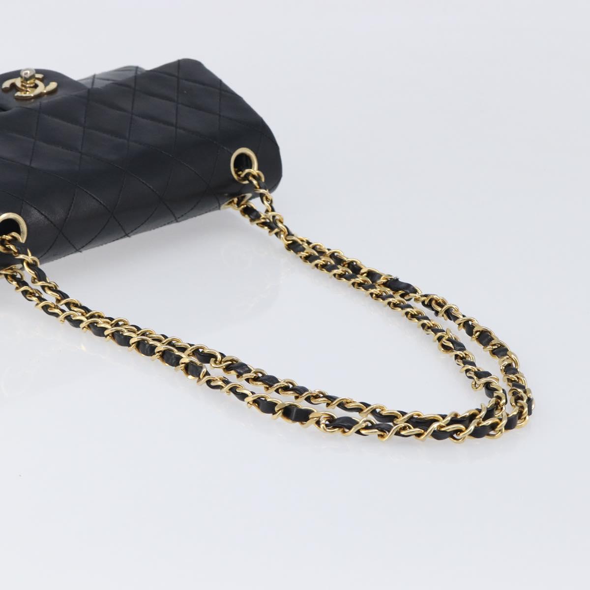CHANEL Matelasse 23 Chain Shoulder Bag Lamb Skin Black Gold Tone CC Auth 199671V