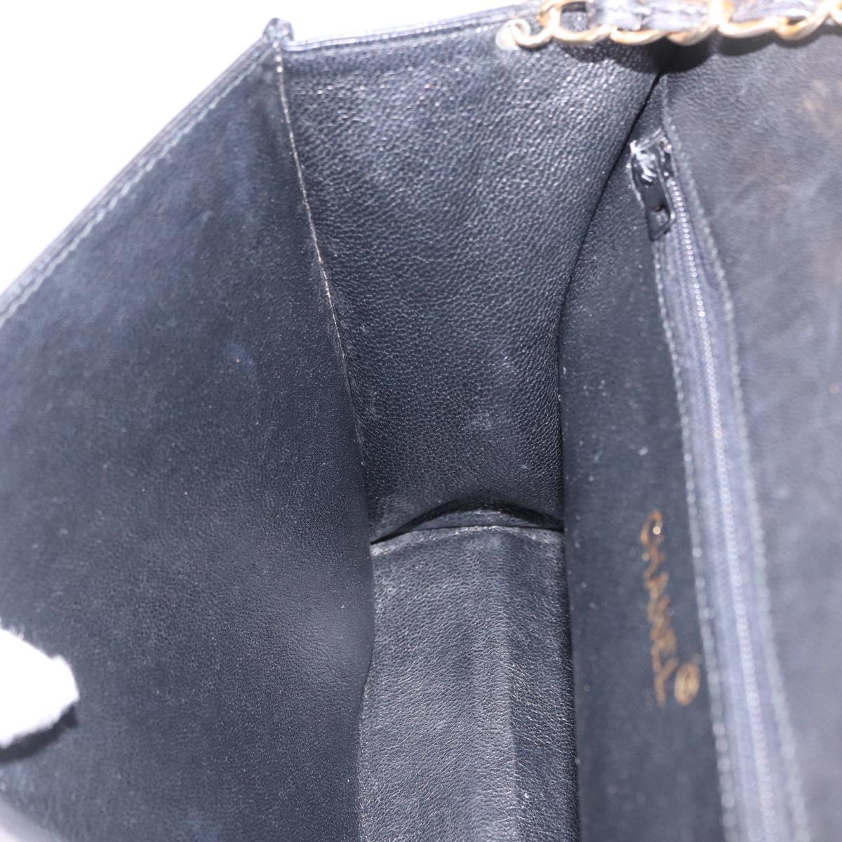 CHANEL Matelasse Chain Shoulder Bag Lamb Skin Black Gold CC Auth 199673V