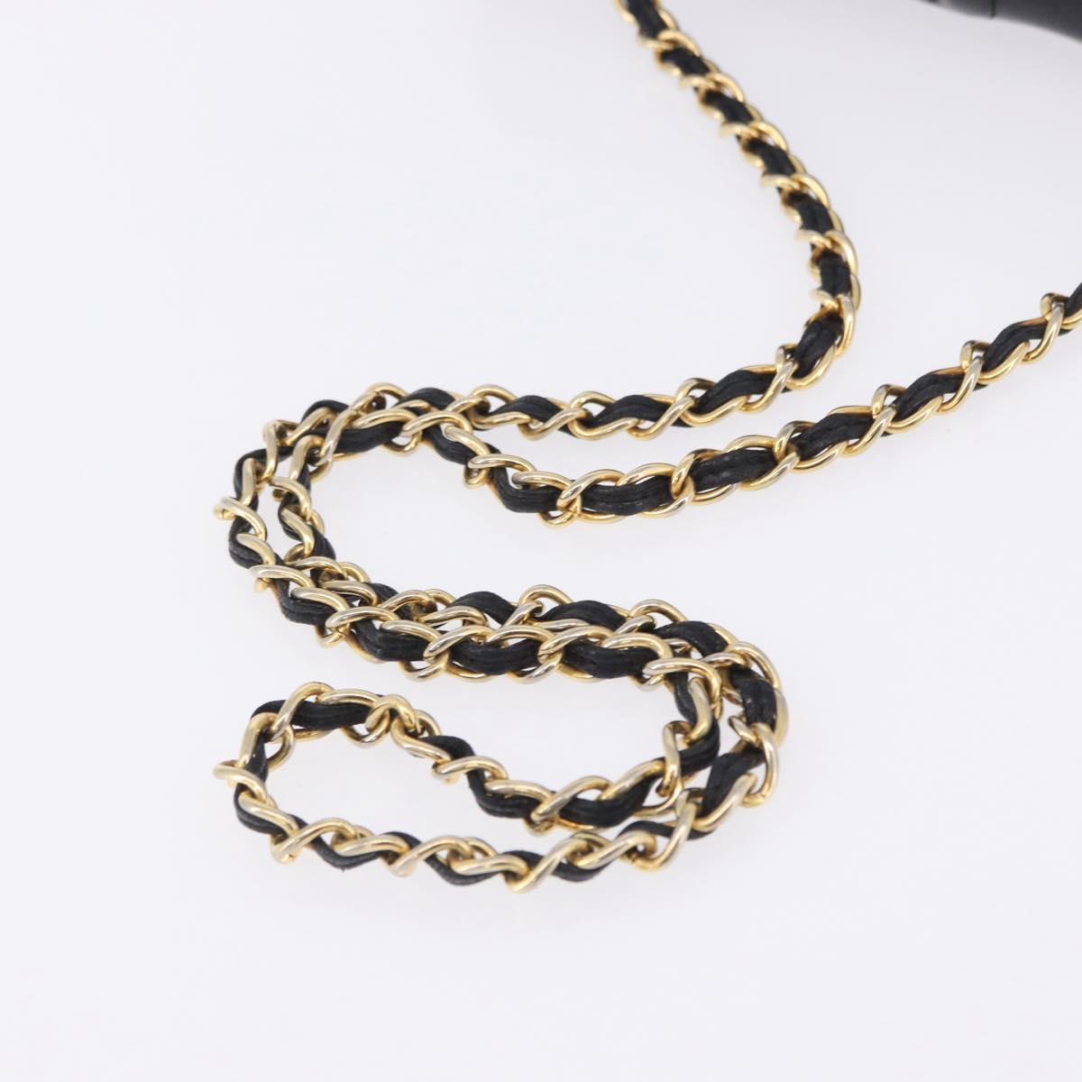 CHANEL Matelasse Chain Shoulder Bag Lamb Skin Black Gold CC Auth 199673V