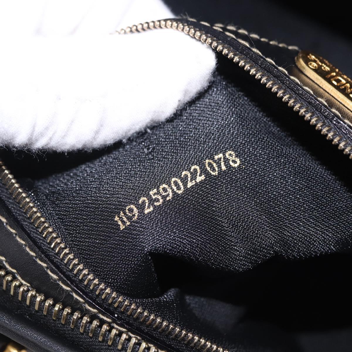 FENDI Pecan Canvas Boston Bag PVC Black Brown gold Auth 199677V