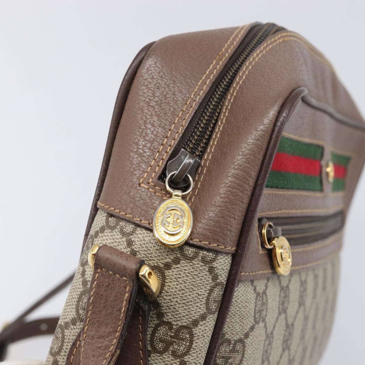 GUCCI GG Supreme Web Sherry Line Bag PVC Beige Gold 001 113 6472 Auth 199679