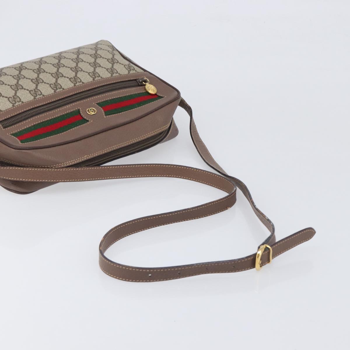 GUCCI GG Supreme Web Sherry Line Bag PVC Beige Gold 001 113 6472 Auth 199679