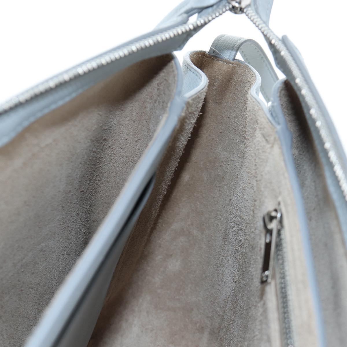 CELINE Chain Trillodo Shoulder Bag Leather Light Blue Silver Auth 199685V