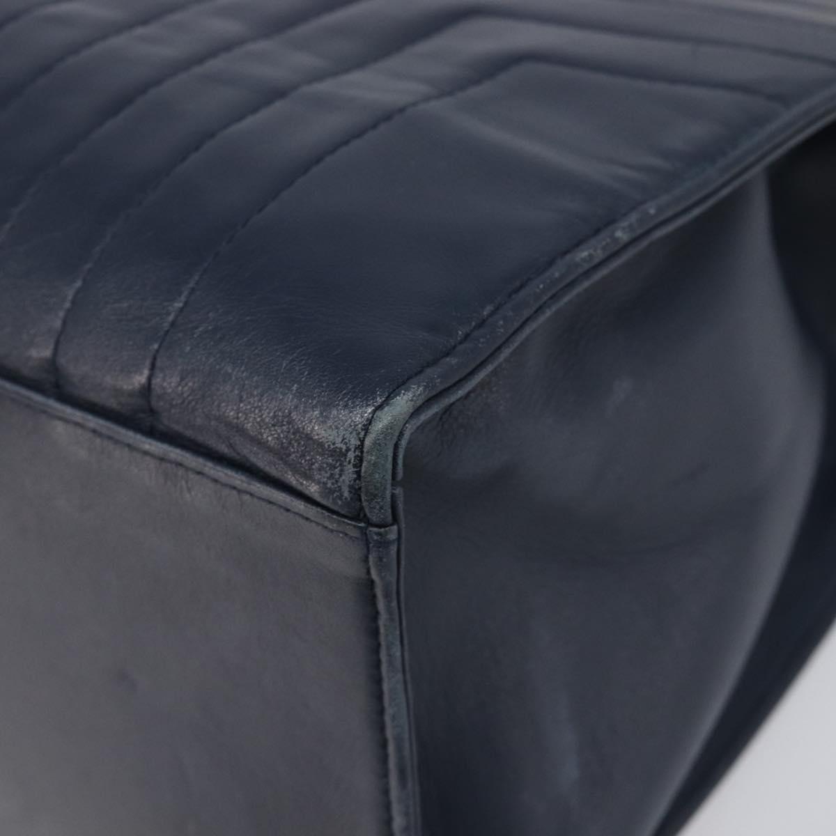 SAINT LAURENT Tote Bag Leather Navy Gold Auth 199687