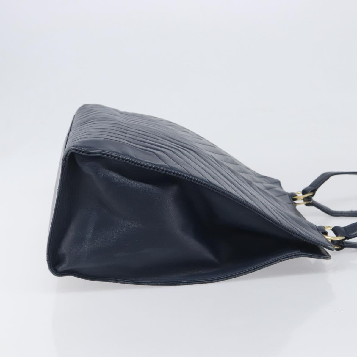 SAINT LAURENT Tote Bag Leather Navy Gold Auth 199687