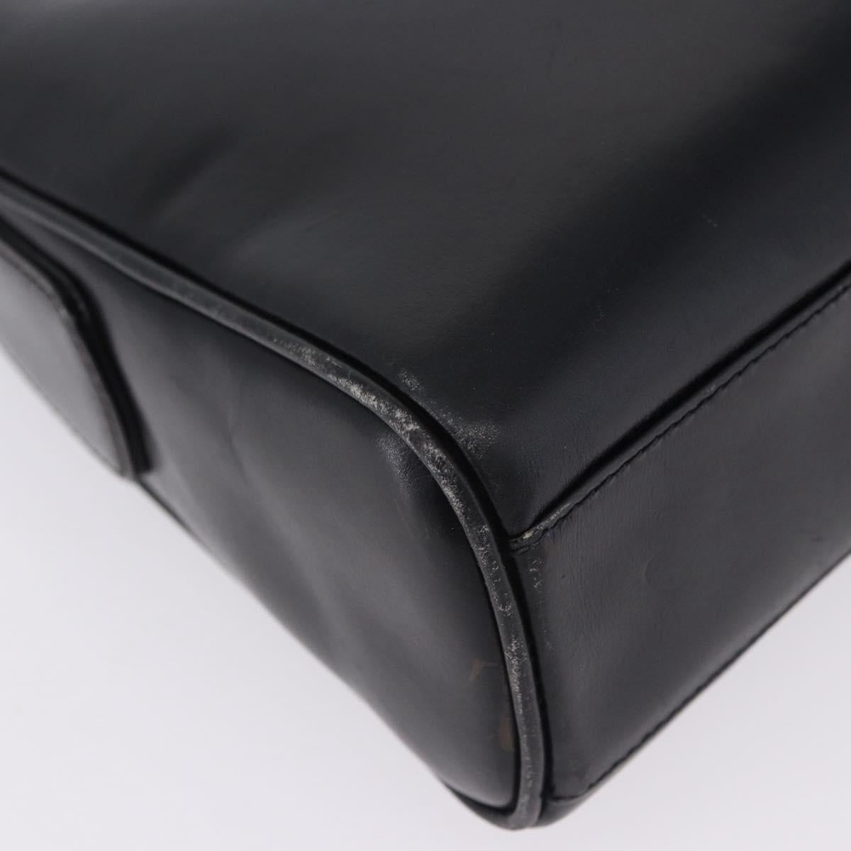 GUCCI Shoulder Bag Leather Black Gold Auth 199689