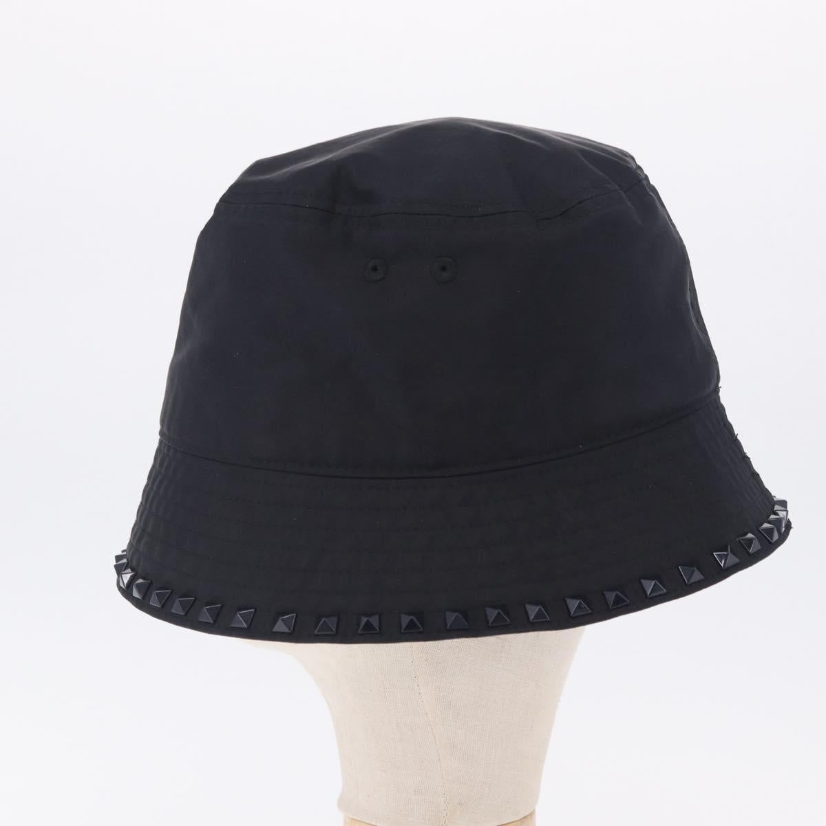 VALENTINO Rock Studs Hat Nylon Black Auth 199690V
