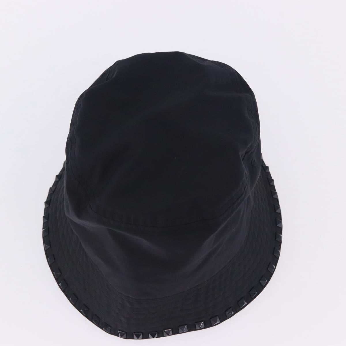 VALENTINO Rock Studs Hat Nylon Black Auth 199690V