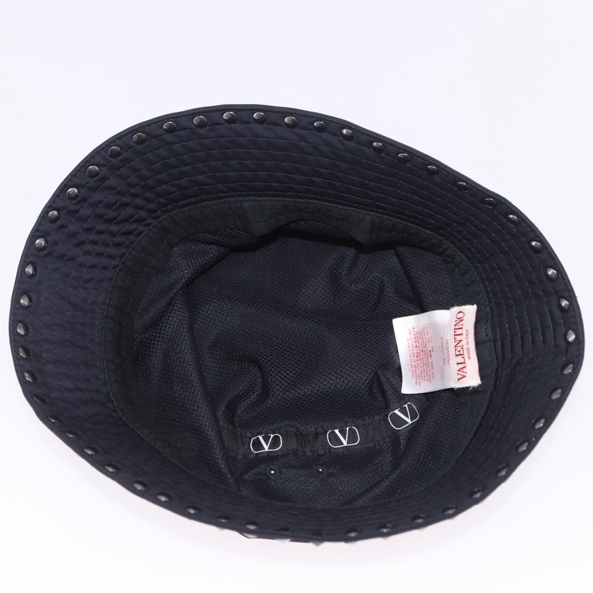 VALENTINO Rock Studs Hat Nylon Black Auth 199690V