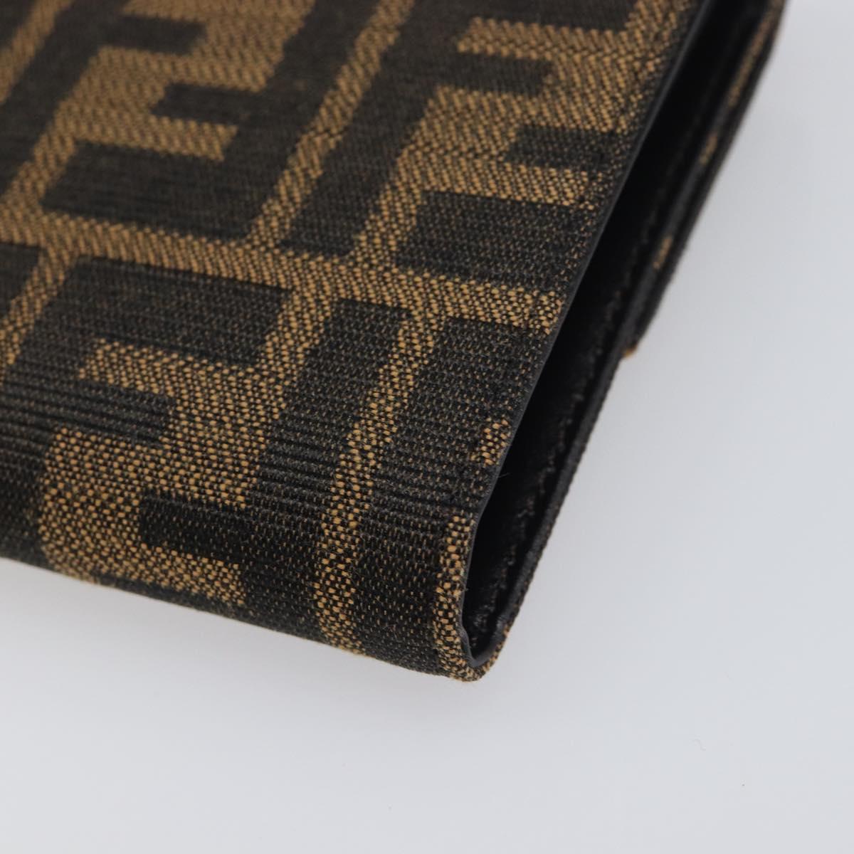 FENDI Zucca Canvas Mamma Baguette Wallet Black Brown Auth 199693V