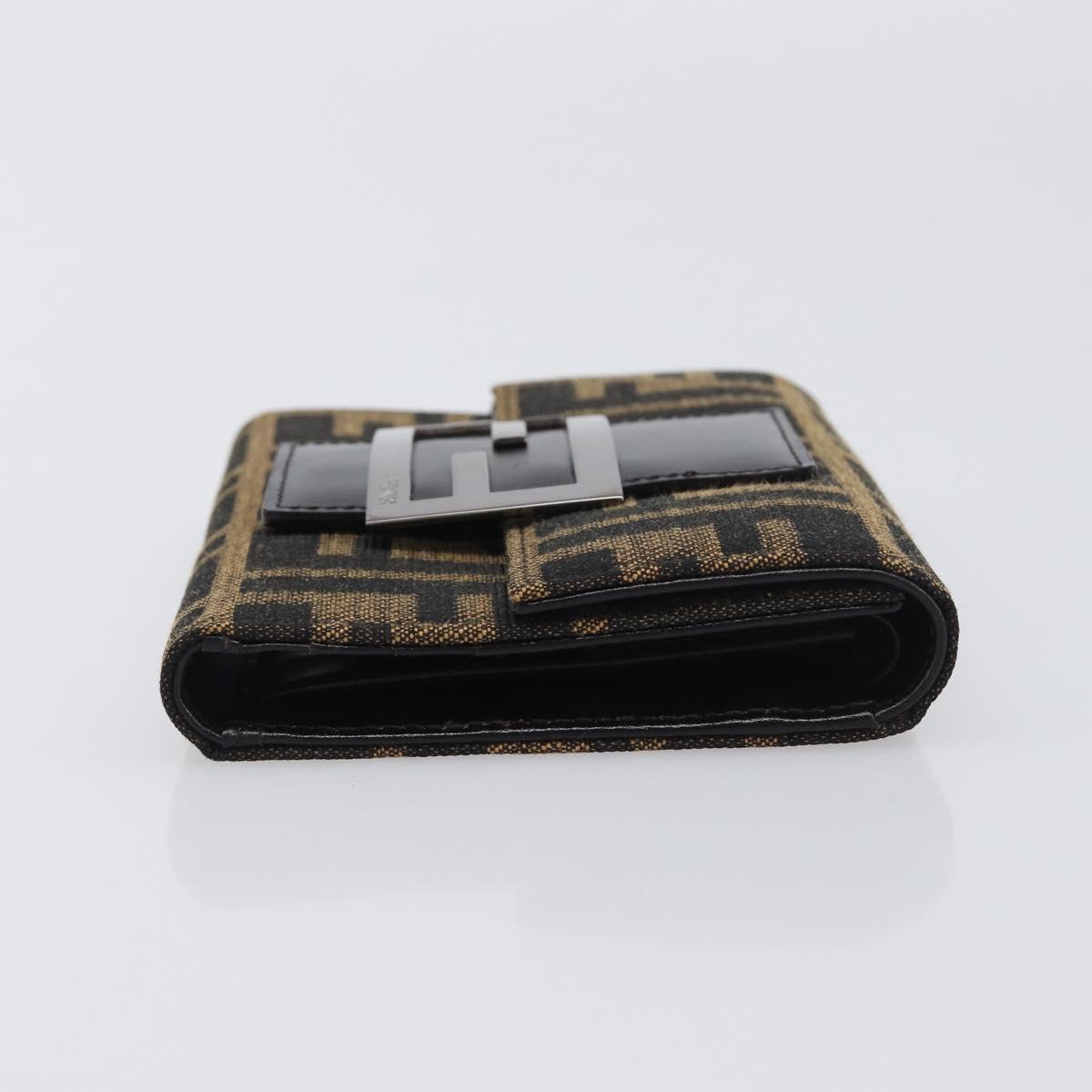 FENDI Zucca Canvas Mamma Baguette Wallet Black Brown Auth 199693V