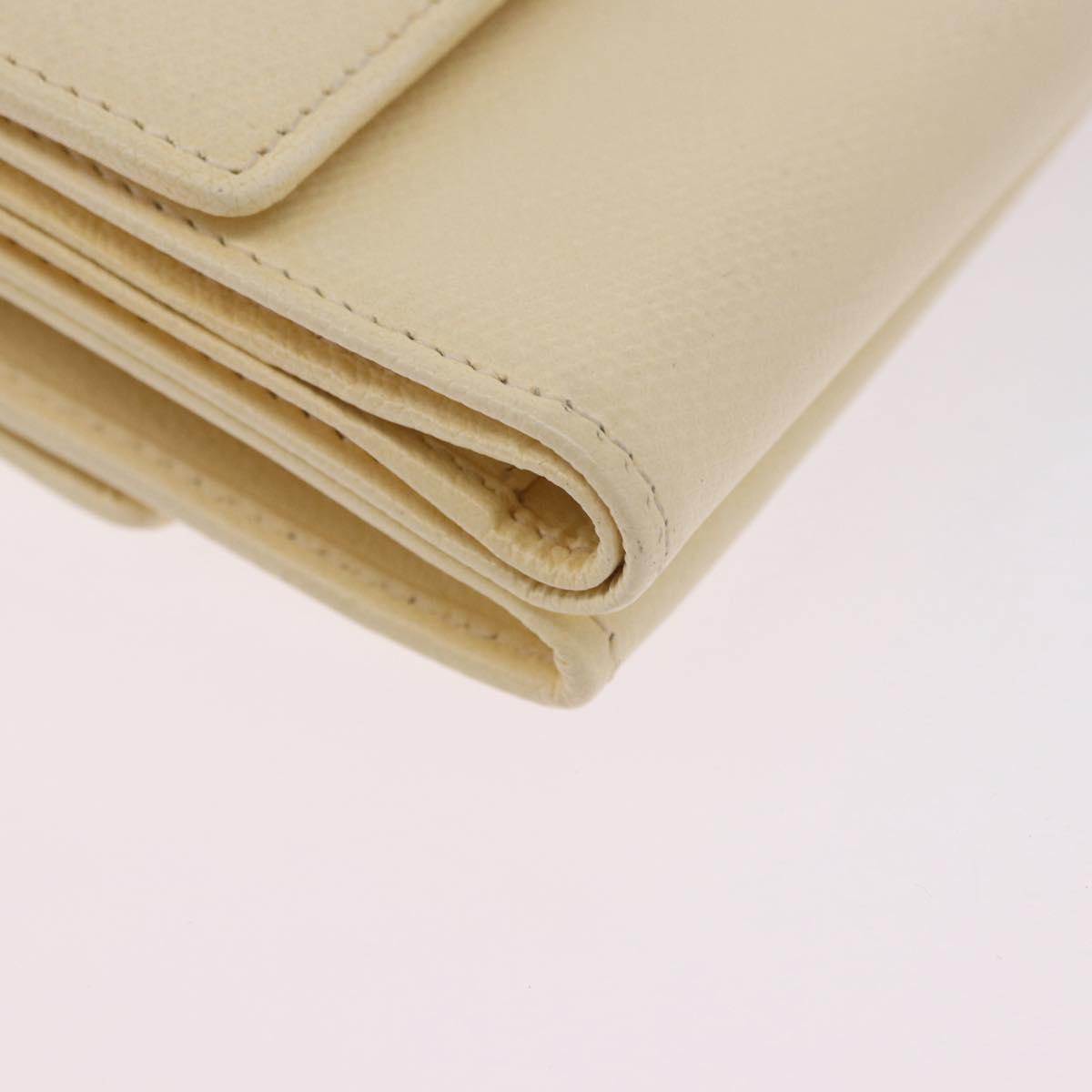 CHANEL Long Wallet Leather Ivory Gold CC Auth 199695A