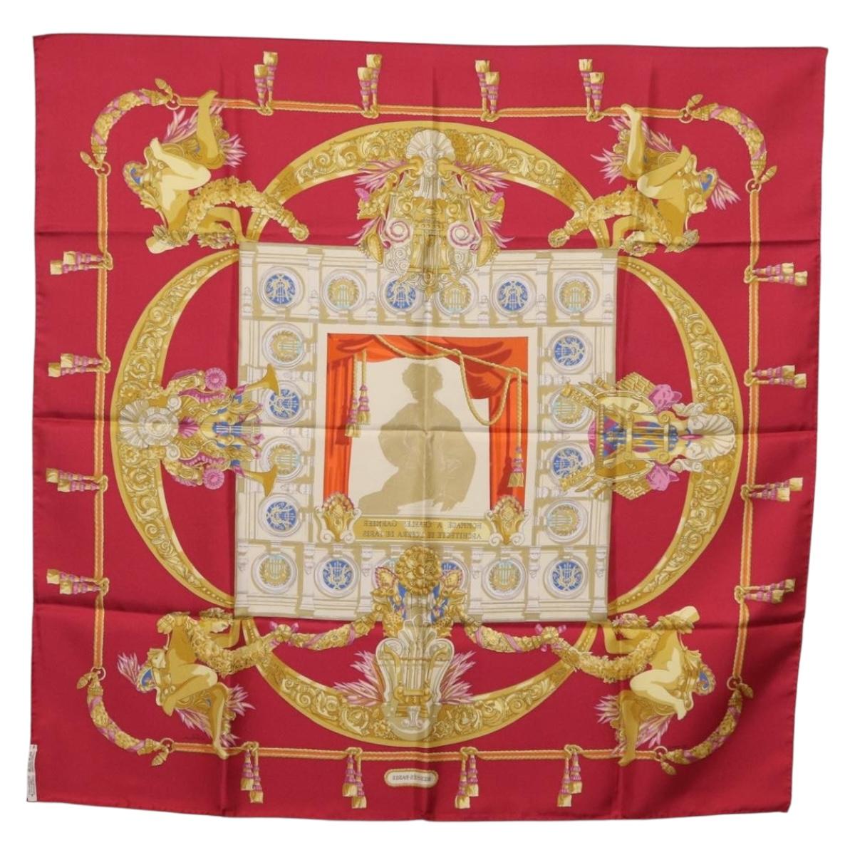 HERMES Carre 90 Scarf Silk Red Auth 199702M
