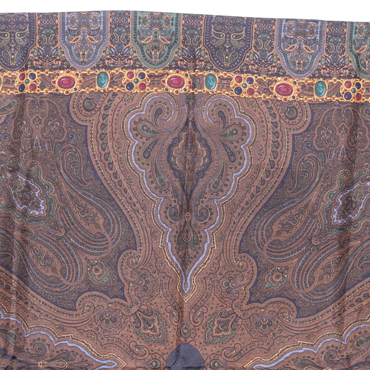 CHANEL Scarf Silk Brown CC Auth 199704M