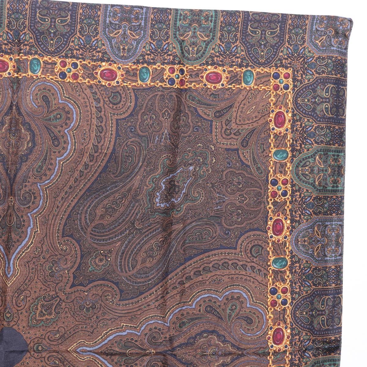 CHANEL Scarf Silk Brown CC Auth 199704M