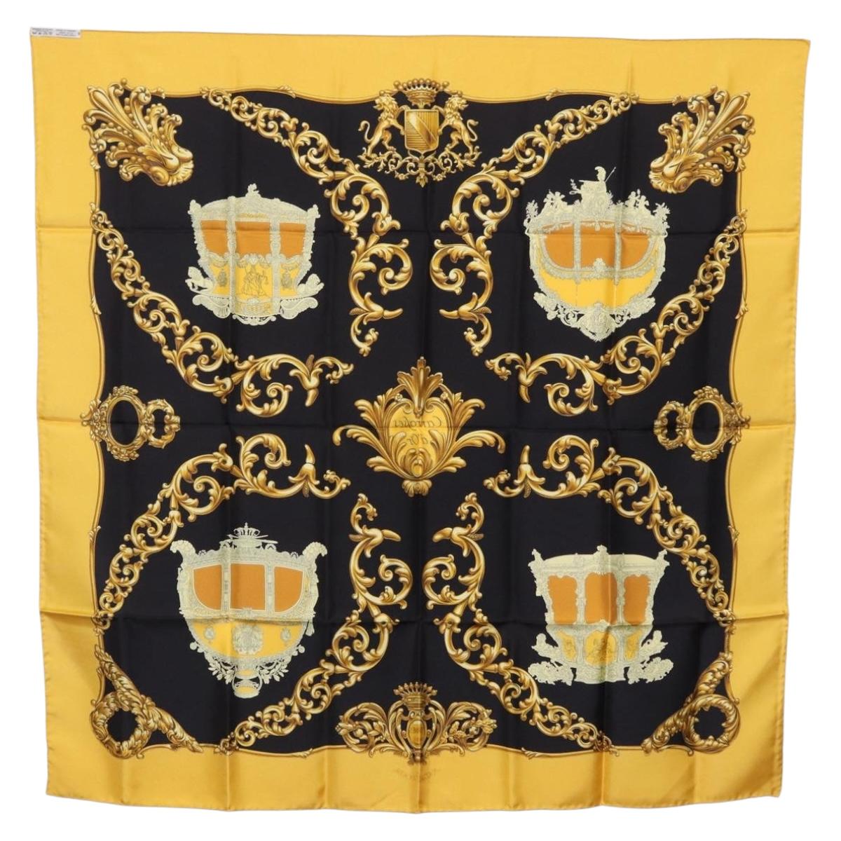 HERMES Carre 90 Scarf Silk Yellow Auth 199714M