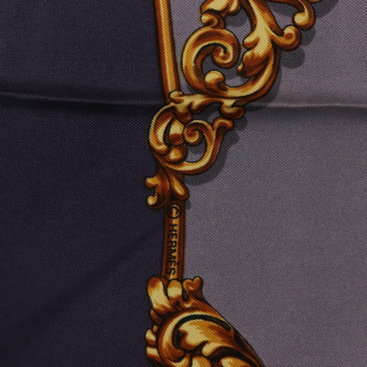 HERMES Carre 90 Scarf Silk Gray Auth 199716