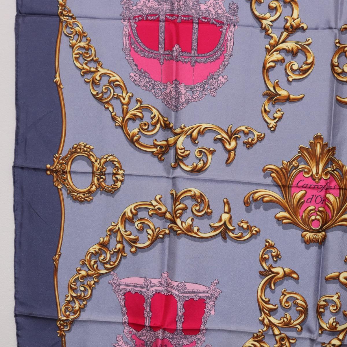 HERMES Carre 90 Scarf Silk Gray Auth 199716