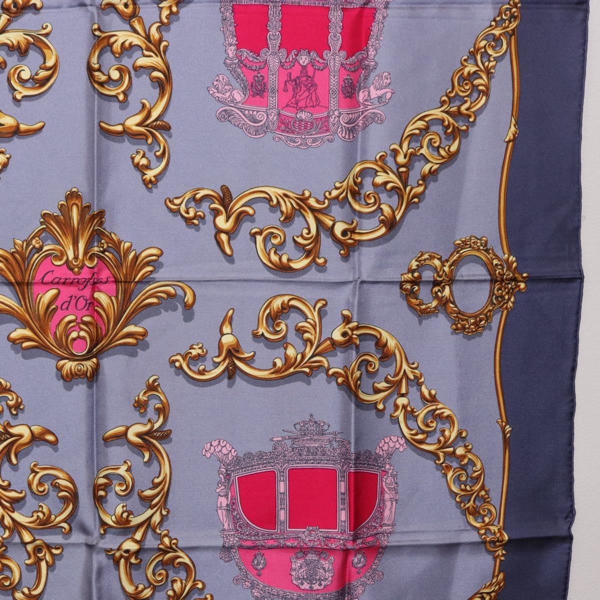 HERMES Carre 90 Scarf Silk Gray Auth 199716
