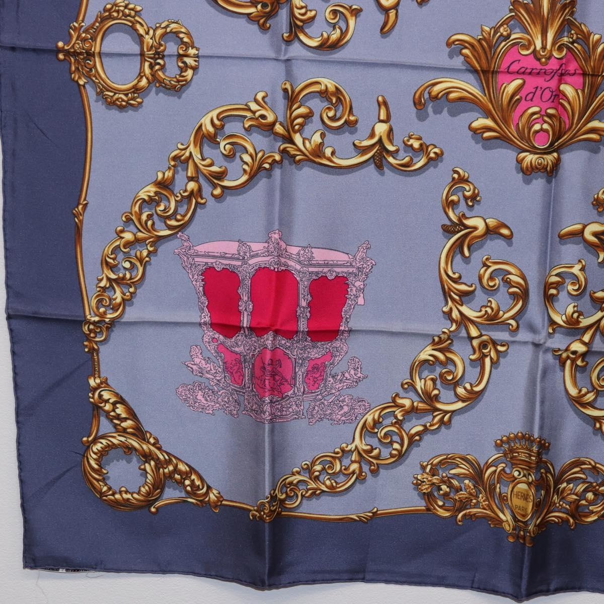 HERMES Carre 90 Scarf Silk Gray Auth 199716