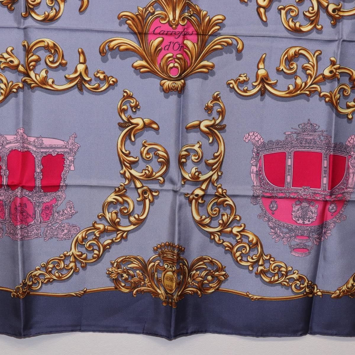 HERMES Carre 90 Scarf Silk Gray Auth 199716