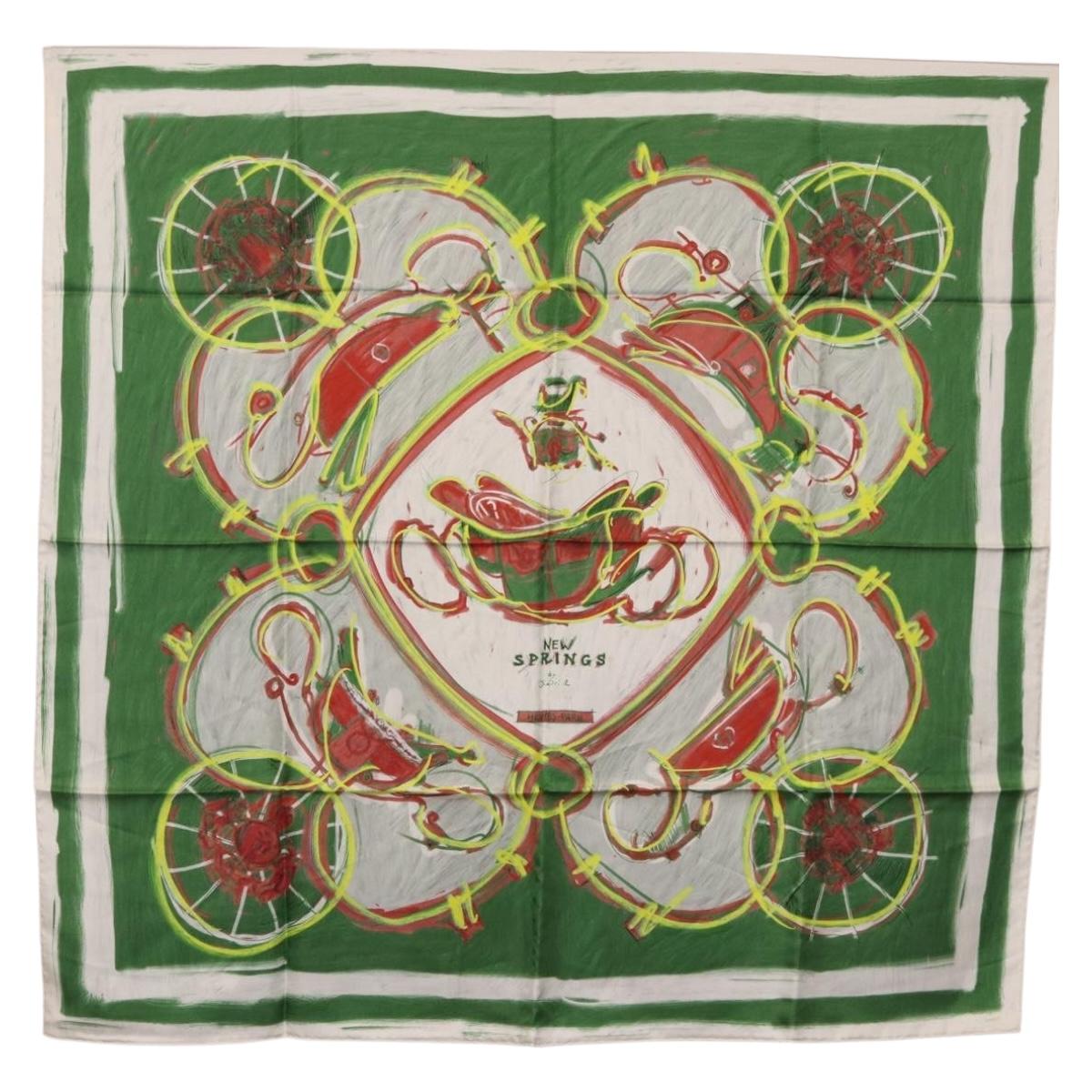 HERMES Carre 90 Scarf Silk Green Auth 199724M