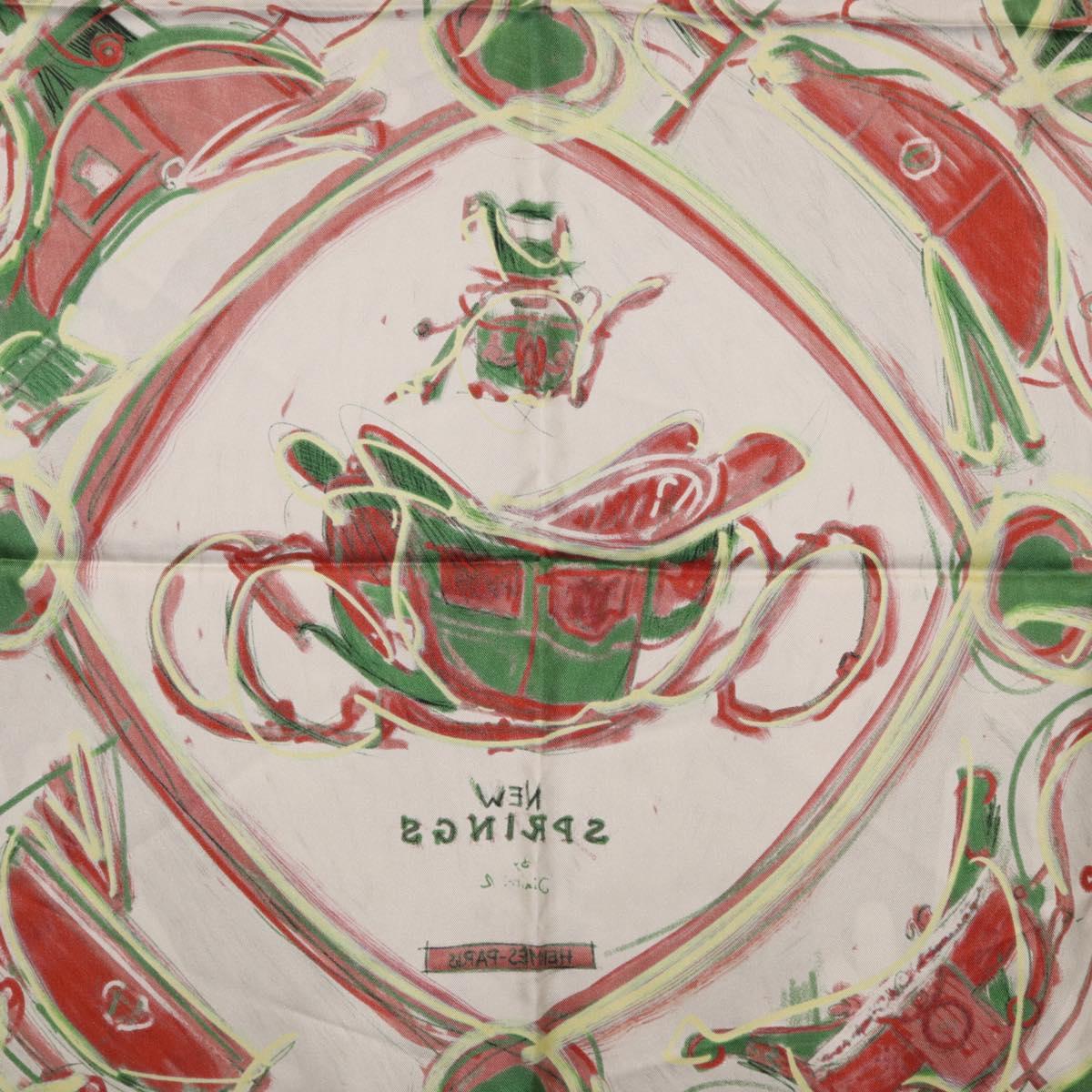 HERMES Carre 90 Scarf Silk Green Auth 199724M