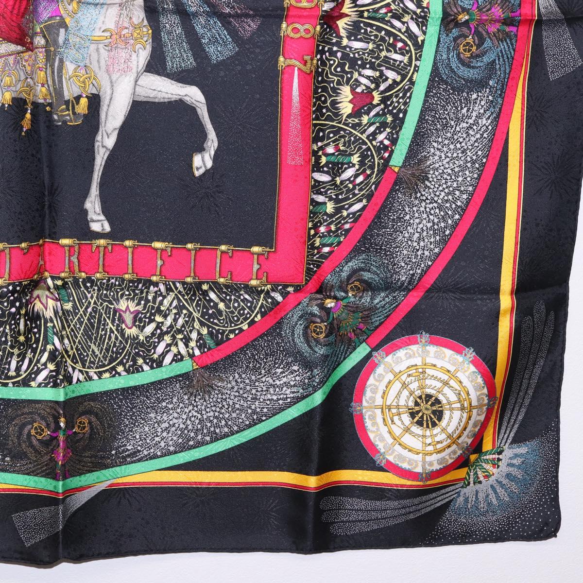 HERMES Carre 90 Scarf Silk Black Auth 199728M