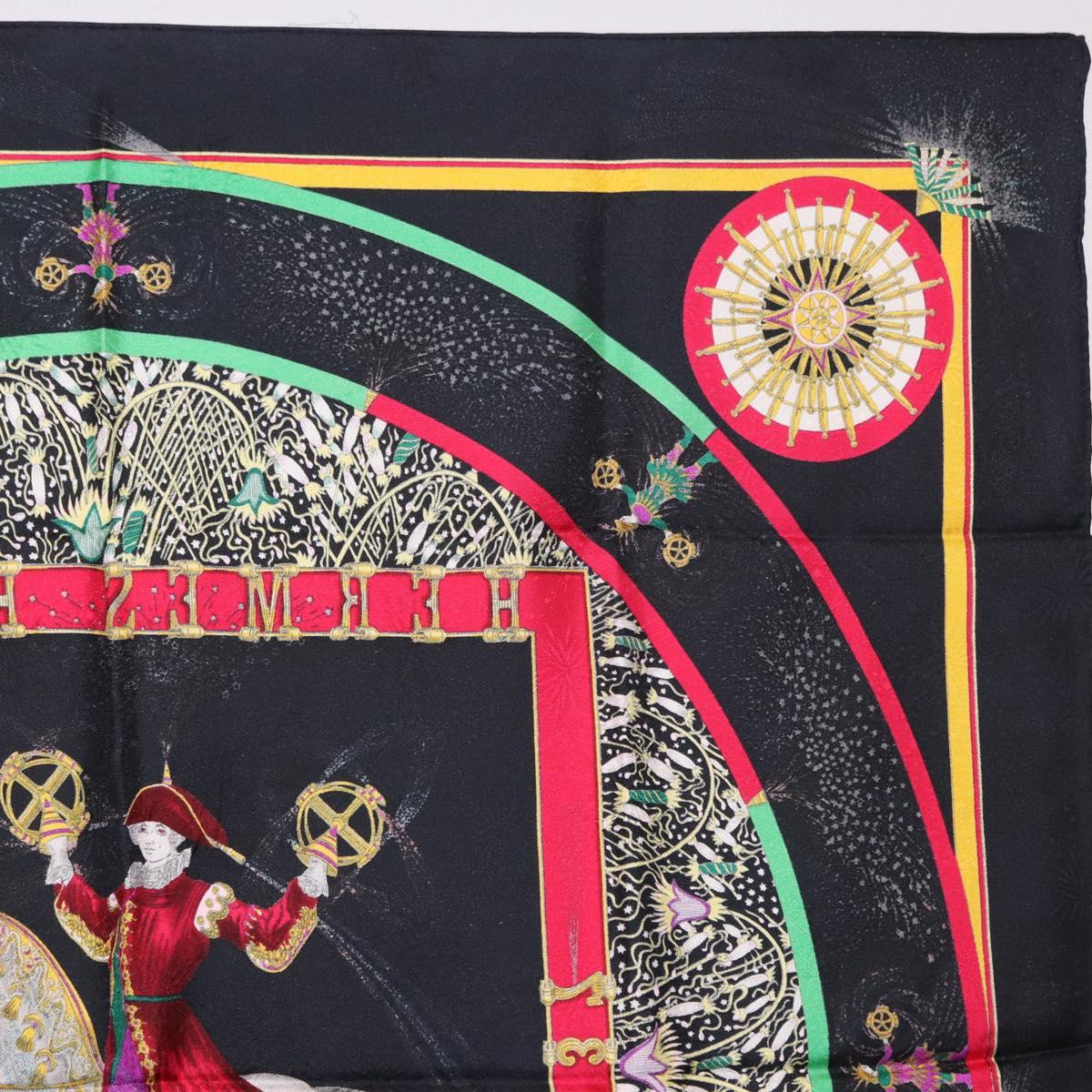 HERMES Carre 90 Scarf Silk Black Auth 199728M