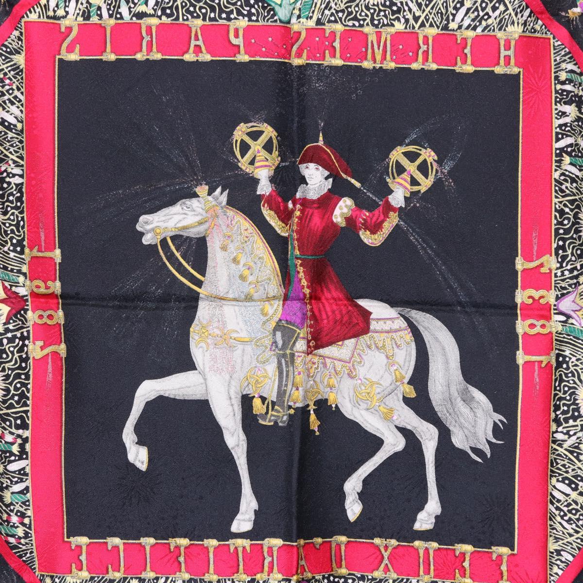 HERMES Carre 90 Scarf Silk Black Auth 199728M