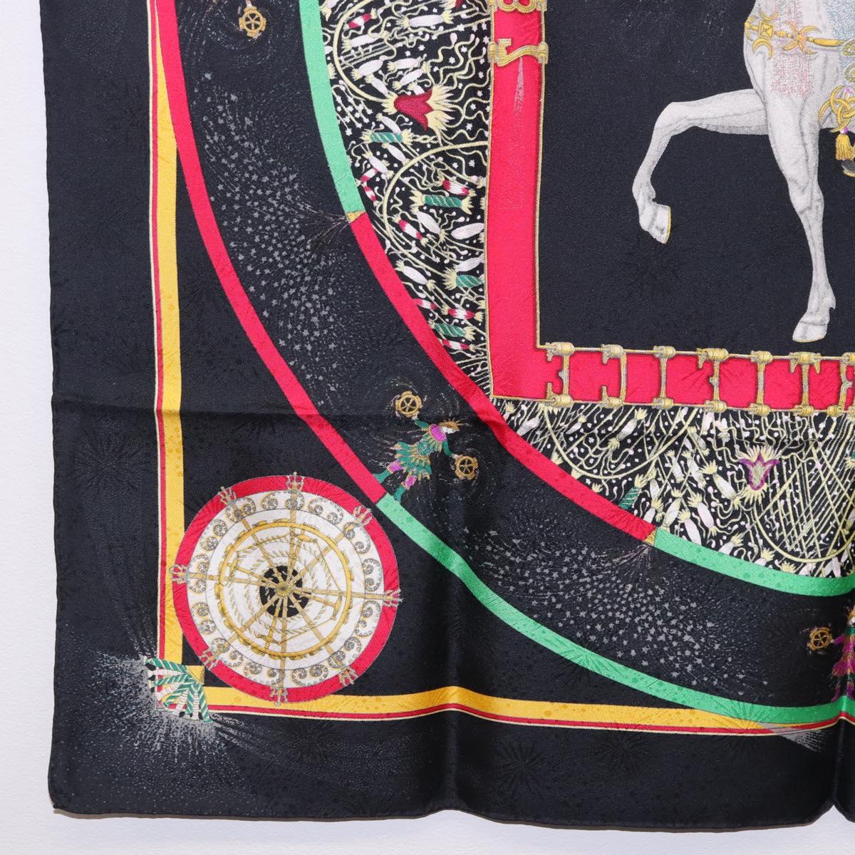 HERMES Carre 90 Scarf Silk Black Auth 199728M