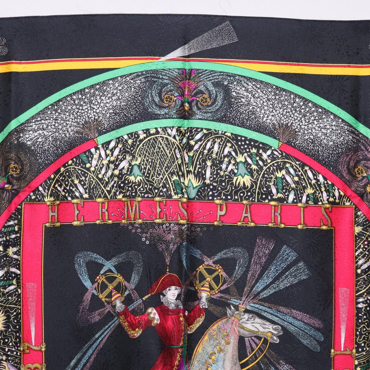 HERMES Carre 90 Scarf Silk Black Auth 199728M