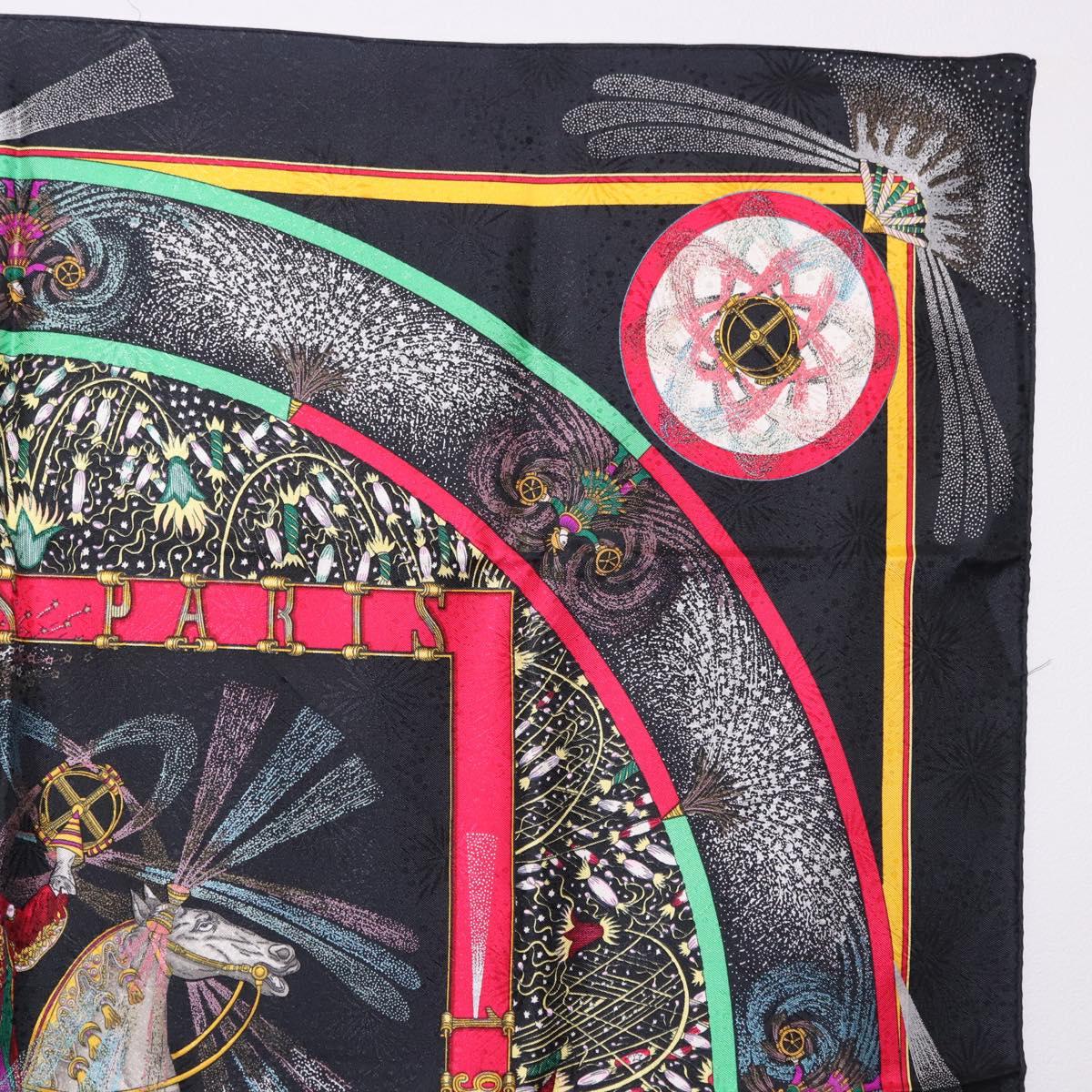 HERMES Carre 90 Scarf Silk Black Auth 199728M