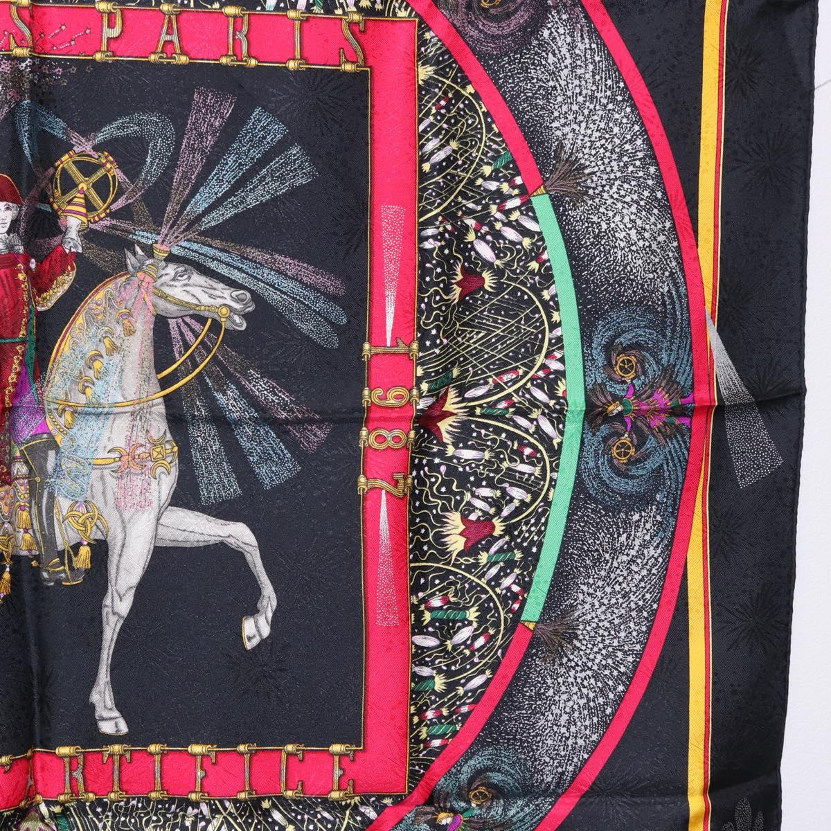 HERMES Carre 90 Scarf Silk Black Auth 199728M